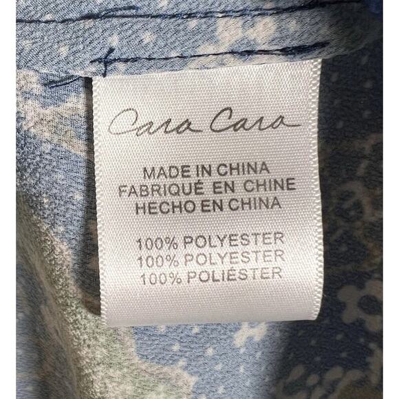 Cara Cara Tanglewood Dress Batik Navy Blue Midi Cinch Waist Long Sleeve Boho S - Picture 13 of 14